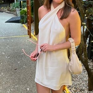 White Jasmine Halter Mini Dress